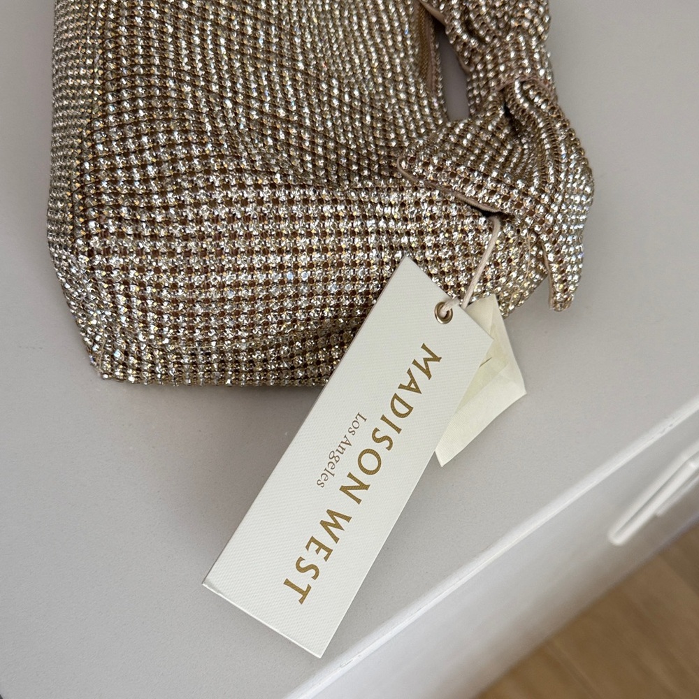 Madison West Gold Rhinestone Clutch handbag purse - Picture 2 of 4